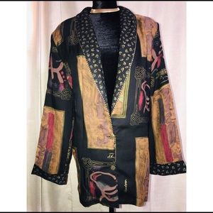 Long pattern blazer/ jacket  Size 14.